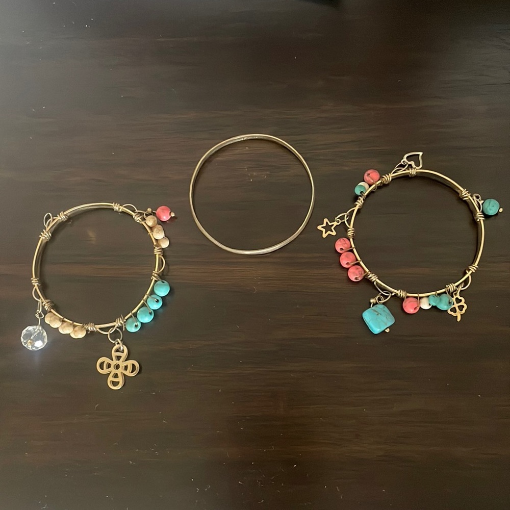 Little girls bracelets gold plated real stones. Just beautiful